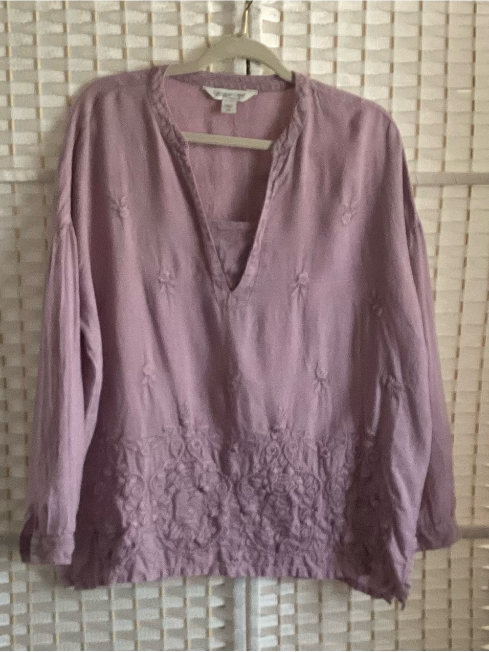 Coldwater Creek Lavender Boho Embroidered Tunic